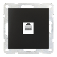 Розетка телефонная 1xRJ11 Ecoplast LK80 Черный бархат (в сборе) 