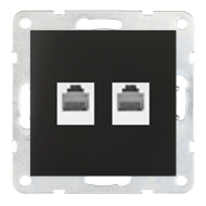 Розетка телефонная двойная 2xRJ11 Ecoplast LK80 Черный бархат (в сборе) 