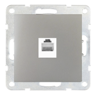 Розетка компьютерная 1xRJ45 UTP 5e категории Ecoplast LK80 Серебристый металлик (в сборе) 
