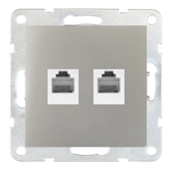Розетка компьютерная двойная 2xRJ45 UTP 5e категории Ecoplast LK80 Серебристый металлик (в сборе) 