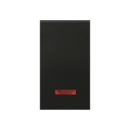 Выключатель одноклавишный с подсветкой на 1 модуль Ecoplast LK45 Черный бархат (в сборе) 