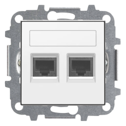 Розетка компьютерная двойная 2xRJ45 UTP 6 категории ABB Sky Белый (в сборе) 