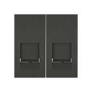 Розетка телефонная двойная 2xRJ11 Ecoplast LK45 Черный бархат (в сборе) 