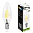 Лампа филаментная светодиодная свеча Feron LB-166 7W 230V E14 4000K 760lm DIM filament белый свет 