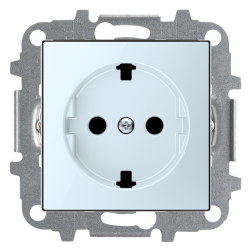 Розетка с заземлением и со шторками, винтовые клеммы ABB Sky Стекло Белое (в сборе) 