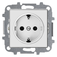 Розетка с заземлением и со шторками, самозажимные клеммы ABB Sky Белый (в сборе) 