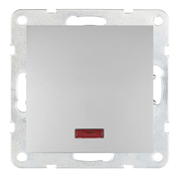 Выключатель одноклавишный с подсветкой Ecoplast LK60 Серебристый металлик (в сборе) 