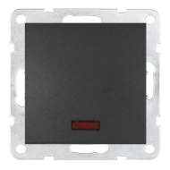 Выключатель одноклавишный с подсветкой Ecoplast LK60 Черный бархат (в сборе)