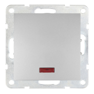 Переключатель одноклавишный (проходной) с подсветкой Ecoplast LK60 Серебристый металлик (в сборе) 