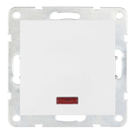 Переключатель одноклавишный (проходной) с подсветкой Ecoplast LK60 Белый (в сборе) 