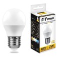 Лампа светодиодная шарик Feron LB-95 7W 2700K 230V E27 G45 теплый свет 