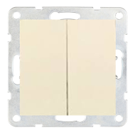 Выключатель двухклавишный Ecoplast LK60 Бежевый (в сборе) 