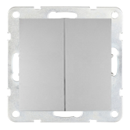 Выключатель двухклавишный Ecoplast LK60 Серебристый металлик (в сборе) 