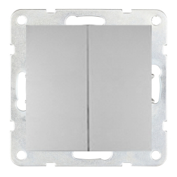 Выключатель двухклавишный Ecoplast LK60 Серебристый металлик (в сборе) 