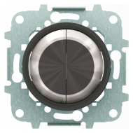 Переключатель двухклавишный (проходной) ABB Sky moon Стекло Черное (в сборе) 