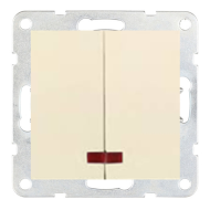 Выключатель двухклавишный с подсветкой Ecoplast LK60 Бежевый (в сборе) 