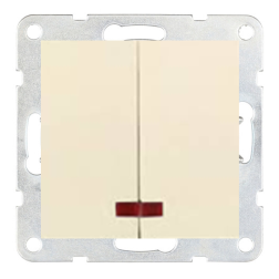 Выключатель двухклавишный с подсветкой Ecoplast LK60 Бежевый (в сборе) 