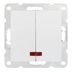 Выключатель двухклавишный с подсветкой Ecoplast LK60 Белый (в сборе) 