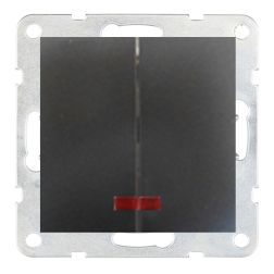Выключатель двухклавишный с подсветкой Ecoplast LK60 Черный бархат (в сборе) 