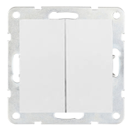 Переключатель двухклавишный (проходной) Ecoplast LK60 Белый (в сборе) 