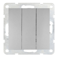 Выключатель трехклавишный Ecoplast LK60 Серебристый металлик (в сборе)