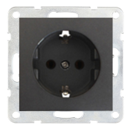 Розетка с заземлением, винтовые клеммы Ecoplast LK60 Черный бархат (в сборе)