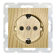 Розетка с заземлением и со шторками, винтовые клеммы Ecoplast LK60 Сосна (в сборе) 