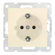 Розетка с заземлением и со шторками, винтовые клеммы Ecoplast LK60 Бежевый (в сборе) 