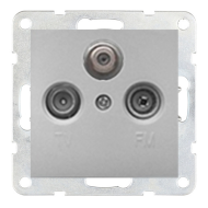Розетка TV / SAT простая Ecoplast LK60 Серебристый металлик (в сборе) 