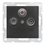 Розетка TV / SAT простая Ecoplast LK60 Черный бархат (в сборе) 