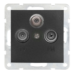 Розетка TV / SAT простая Ecoplast LK60 Черный бархат (в сборе) 