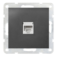 Розетка телефонная 1xRJ11 Ecoplast LK60 Черный бархат (в сборе) 