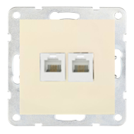 Розетка телефонная двойная 2xRJ11 Ecoplast LK60 Бежевый (в сборе) 