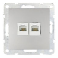 Розетка телефонная двойная 2xRJ11 Ecoplast LK60 Серебристый металлик (в сборе) 
