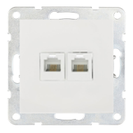 Розетка телефонная двойная 2xRJ11 Ecoplast LK60 Белый (в сборе) 