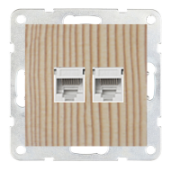 Розетка телефонная двойная 2xRJ11 Ecoplast LK60 Сосна (в сборе) 