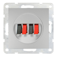 Розетка аккустическая двойная Ecoplast LK60 Серебристый металлик (в сборе) 