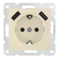 Розетка силовая с USB зарядкой Ecoplast LK60 Бежевый (в сборе)