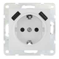 Розетка силовая с USB зарядкой Ecoplast LK60 Белый (в сборе)