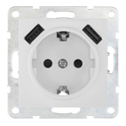 Розетка силовая с USB зарядкой Ecoplast LK60 Белый (в сборе) 