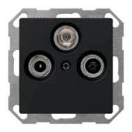 Розетка TV / SAT проходная Gira E2 Черный матовый (в сборе) 