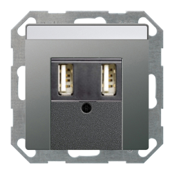 Розетка USB для зарядки устройств Gira E2 Нержавеющая сталь (в сборе) 