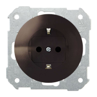 Розетка с заземлением и со шторками, самозажимные клеммы Simon Simon 88 Коричневый (в сборе) 