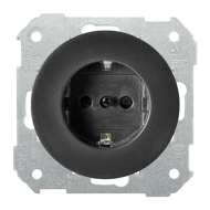 Розетка с заземлением и со шторками, самозажимные клеммы Simon Simon 88 Графит (в сборе) 