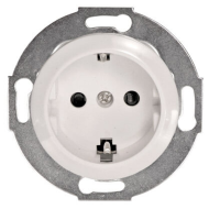 Розетка с заземлением и со шторками, винтовые клеммы Ecoplast Vintage Quadro Белый (в сборе) 