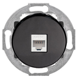 Розетка компьютерная 1xRJ45 UTP 5e категории Ecoplast Vintage Classic Черный (в сборе) 