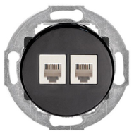 Розетка компьютерная двойная 2xRJ45 UTP 6 категории Ecoplast Vintage Classic Черный (в сборе) 