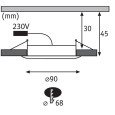 Светильник встраиваемый Paulmann Suon DIM IP44 1x6W 230V 2700K 