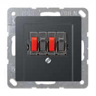 Розетка аккустическая двойная Jung Eco Profi Deco Антрацит (в сборе) 