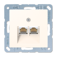 Розетка телефонная двойная 2xRJ11 Jung AS Слоновая кость (в сборе) 